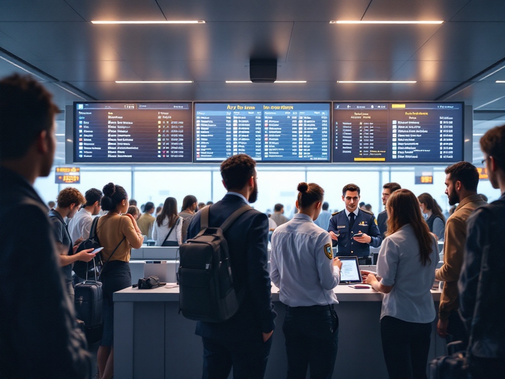 Airport immigration counter illustration