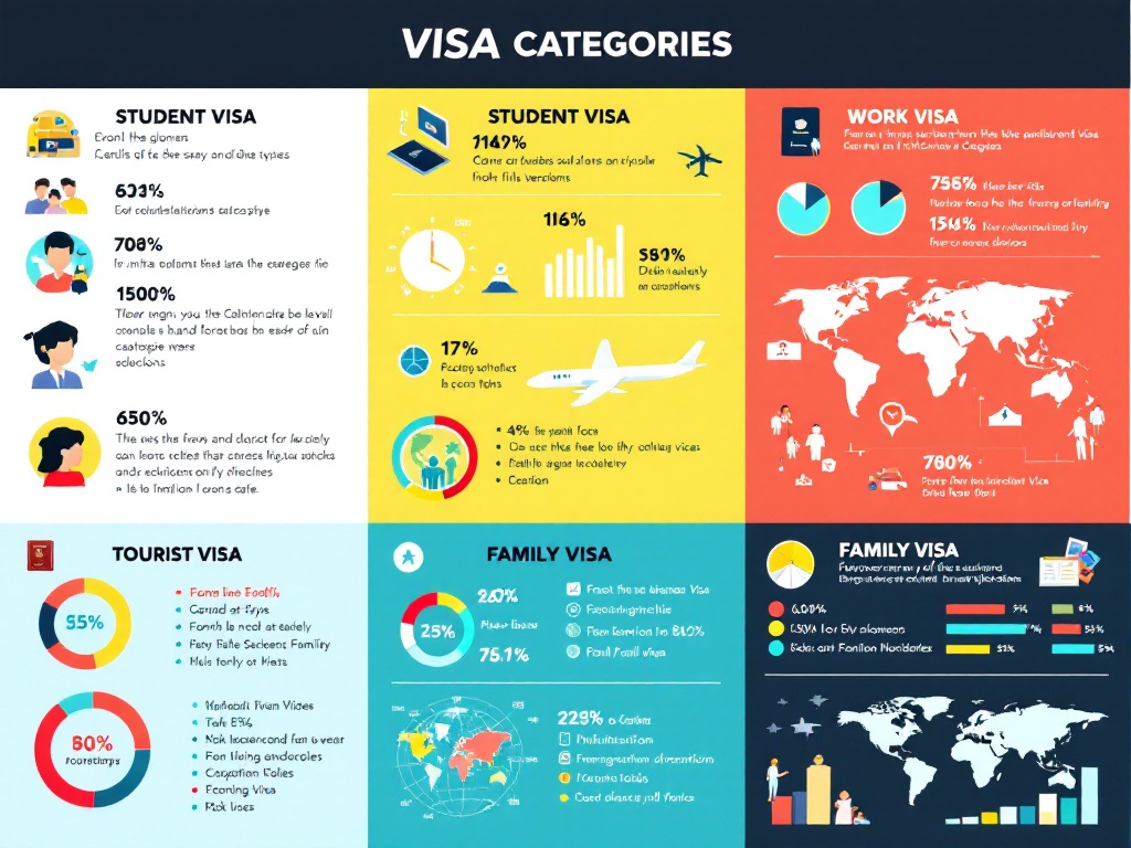 Infographic showing different visa types