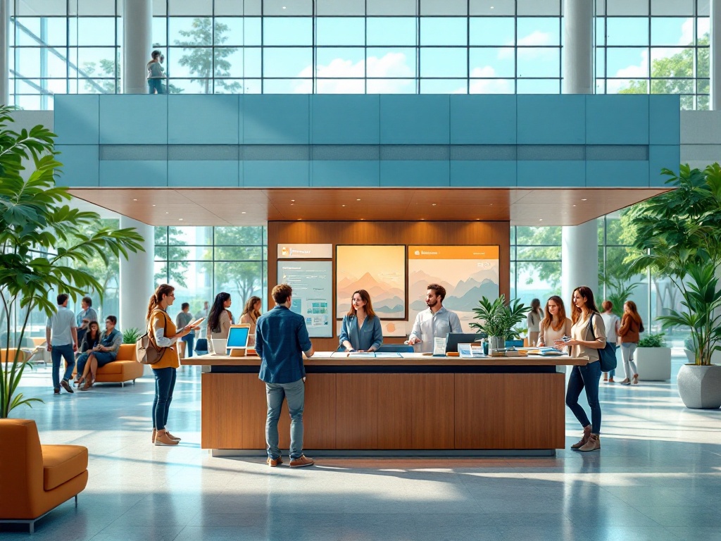 Illustration of an information desk or help concept