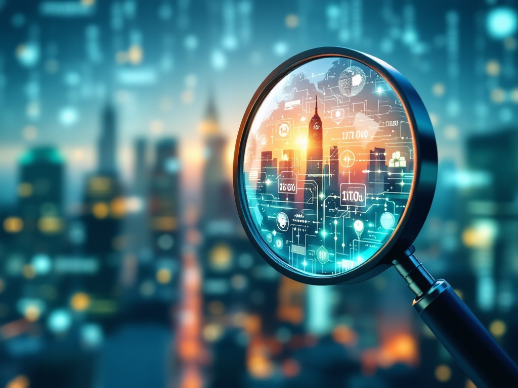 Online tracking or magnifying glass illustration