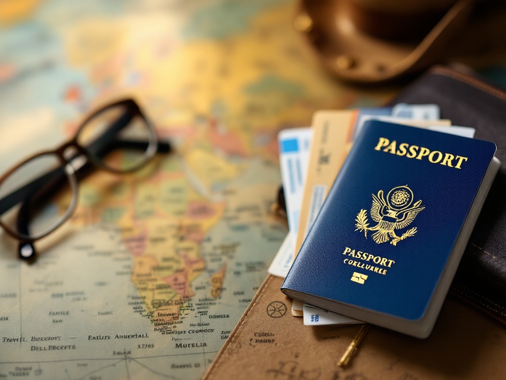 Passport and application documents illustration