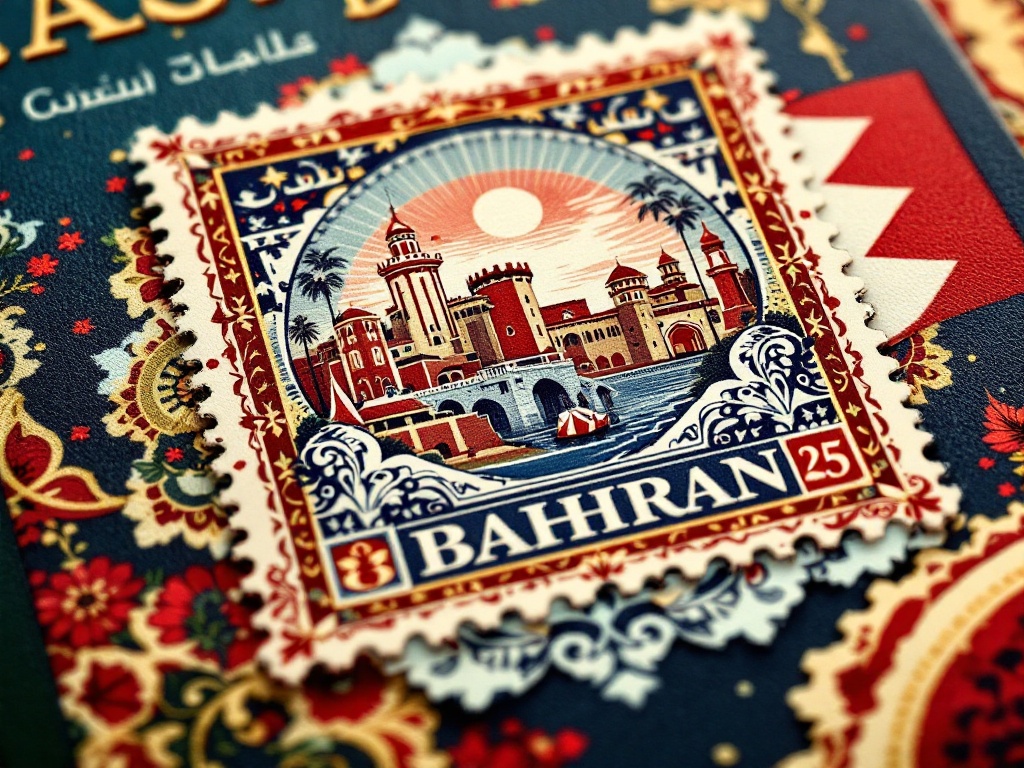 Passport page with Bahrain entry stamp